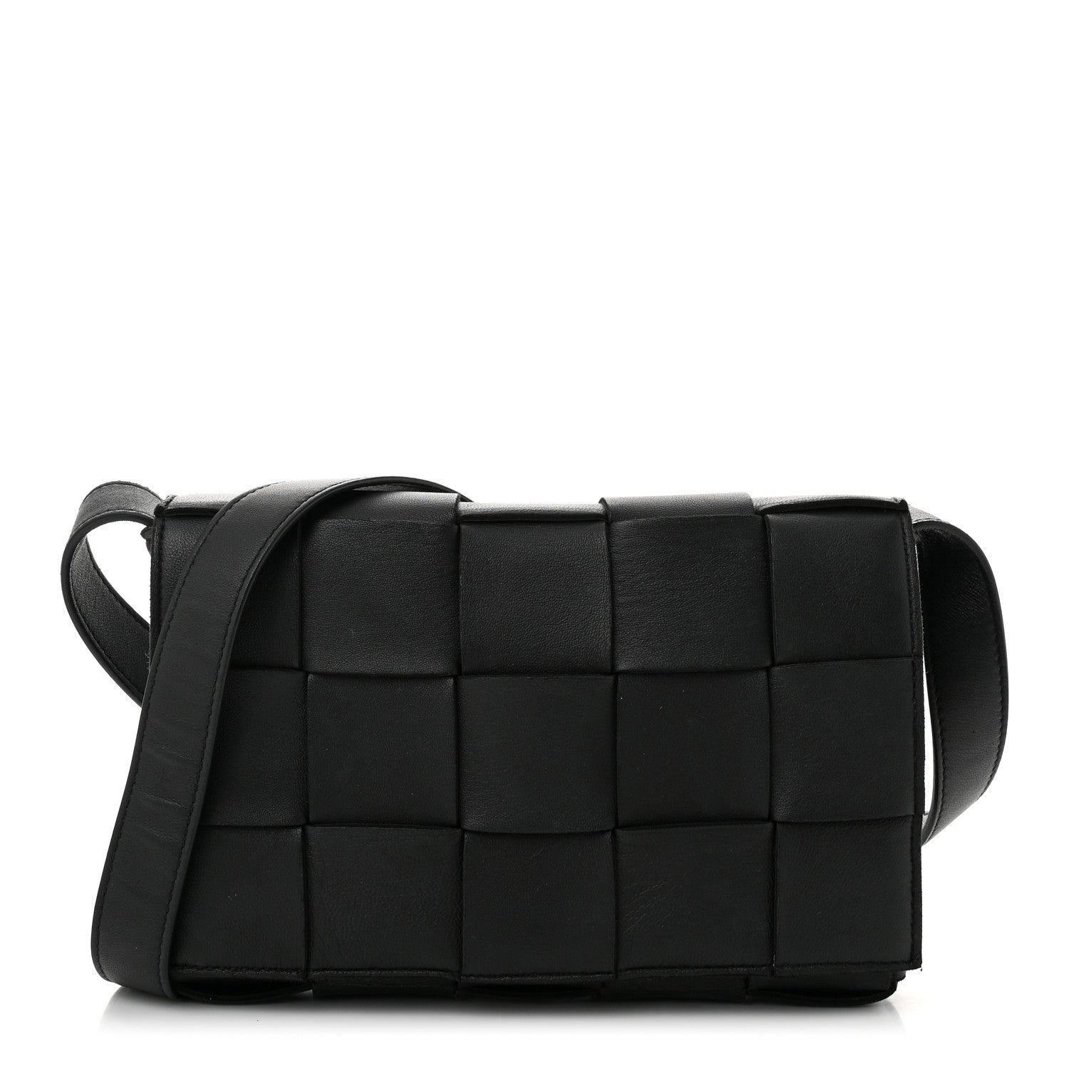 Bottega Veneta Lambskin Maxi Intrecciato Cassette Crossbody Bag Black 1 of 10