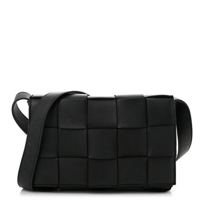 Bottega Veneta Lambskin Maxi Intrecciato Cassette Crossbody Bag Black 1 of 10