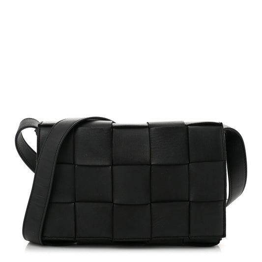 Lambskin Maxi Intrecciato Cassette Crossbody Bag Black