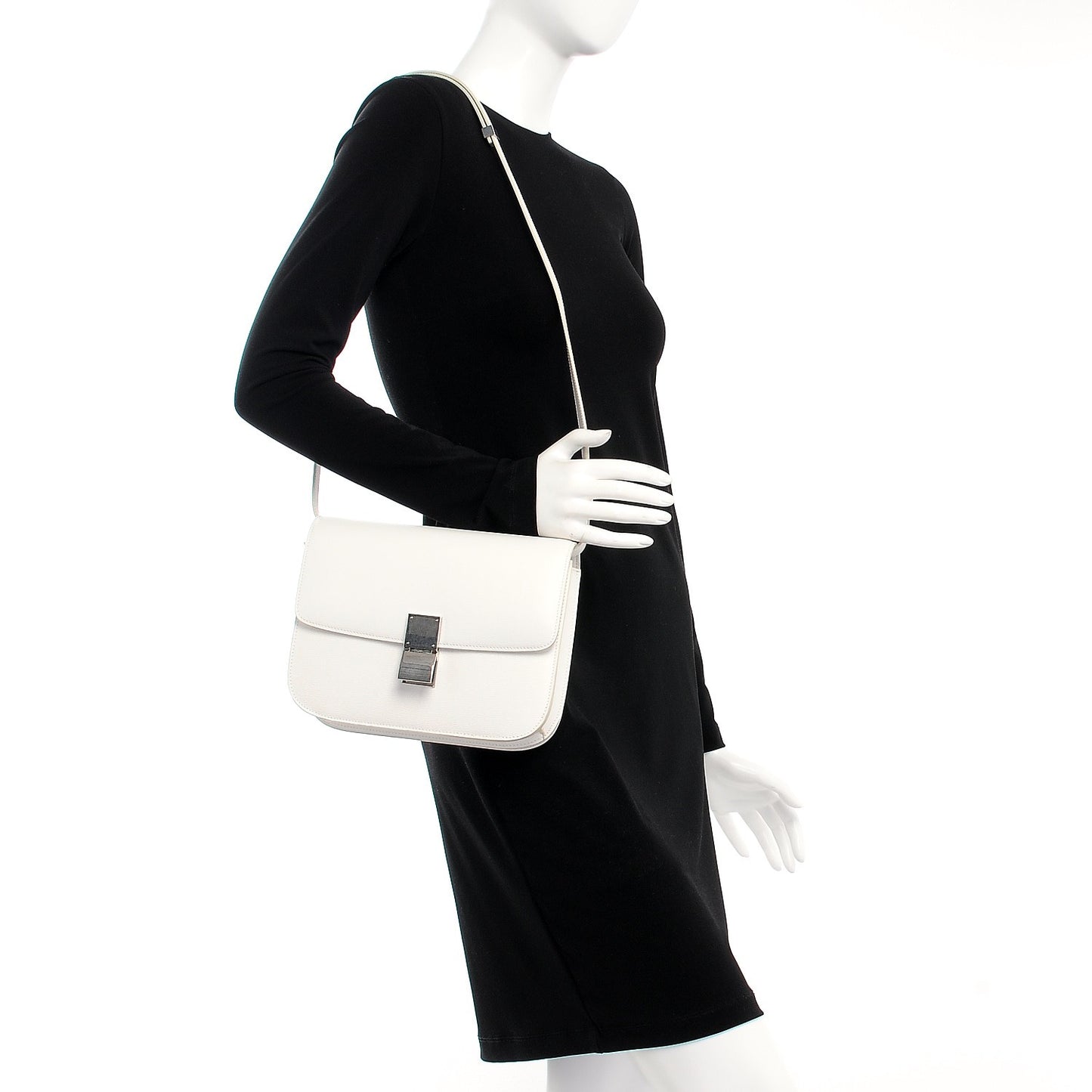 Liege Calfskin Medium Classic Box Flap Bag White