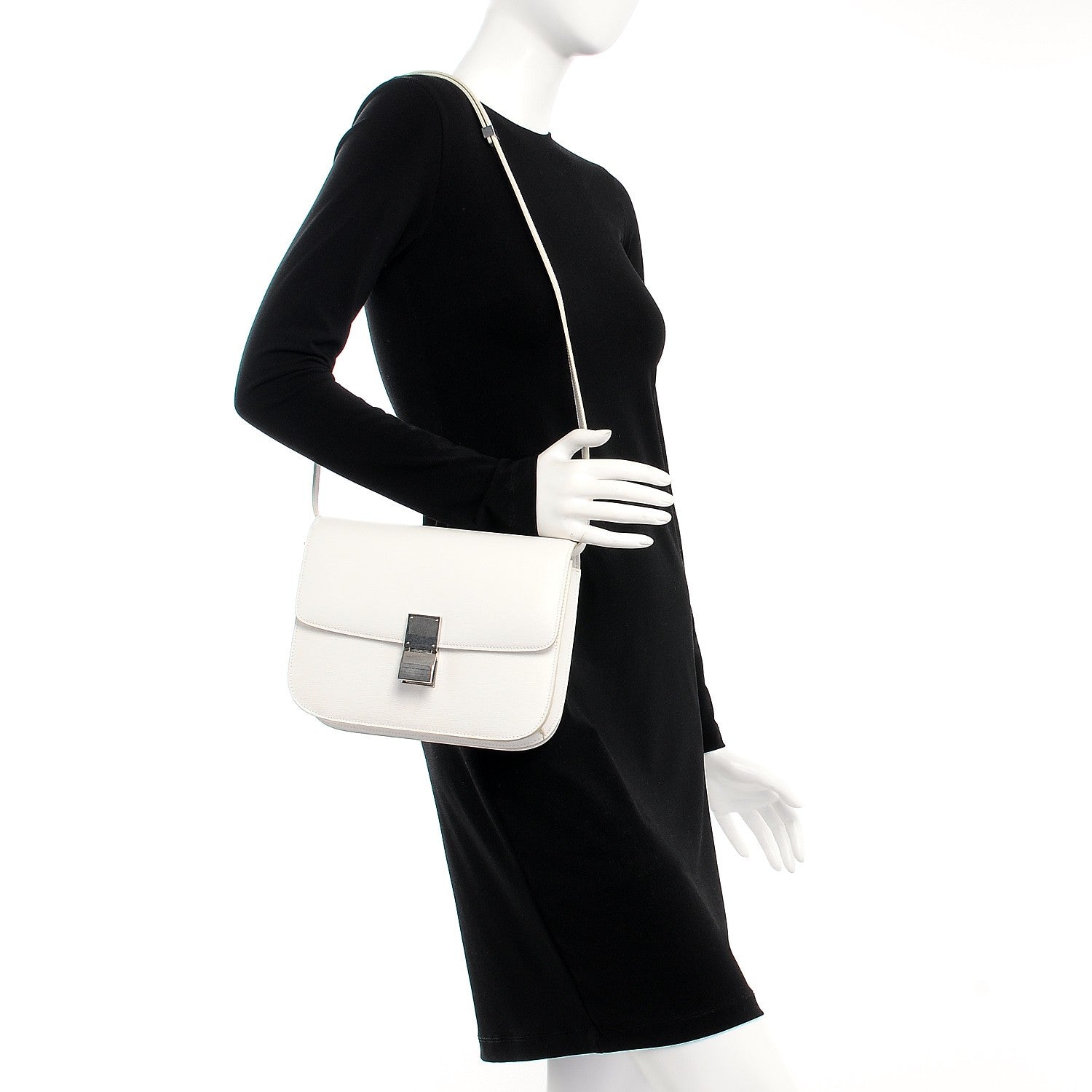 Celine Liege Calfskin Medium Classic Box Flap Bag White 2 of 9