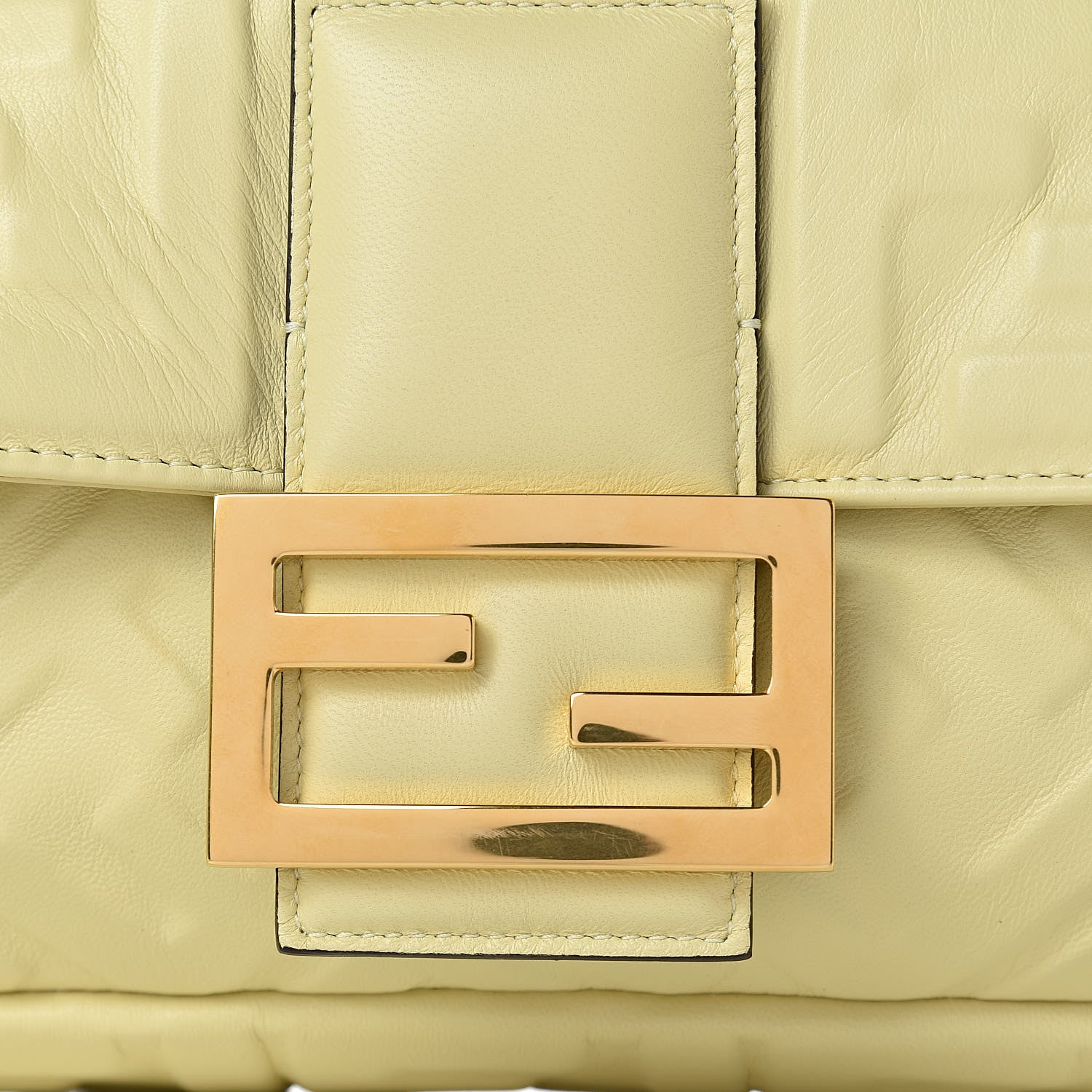 Fendi Nappa FF 1974 Embossed Large Baguette Banana 11 of 18