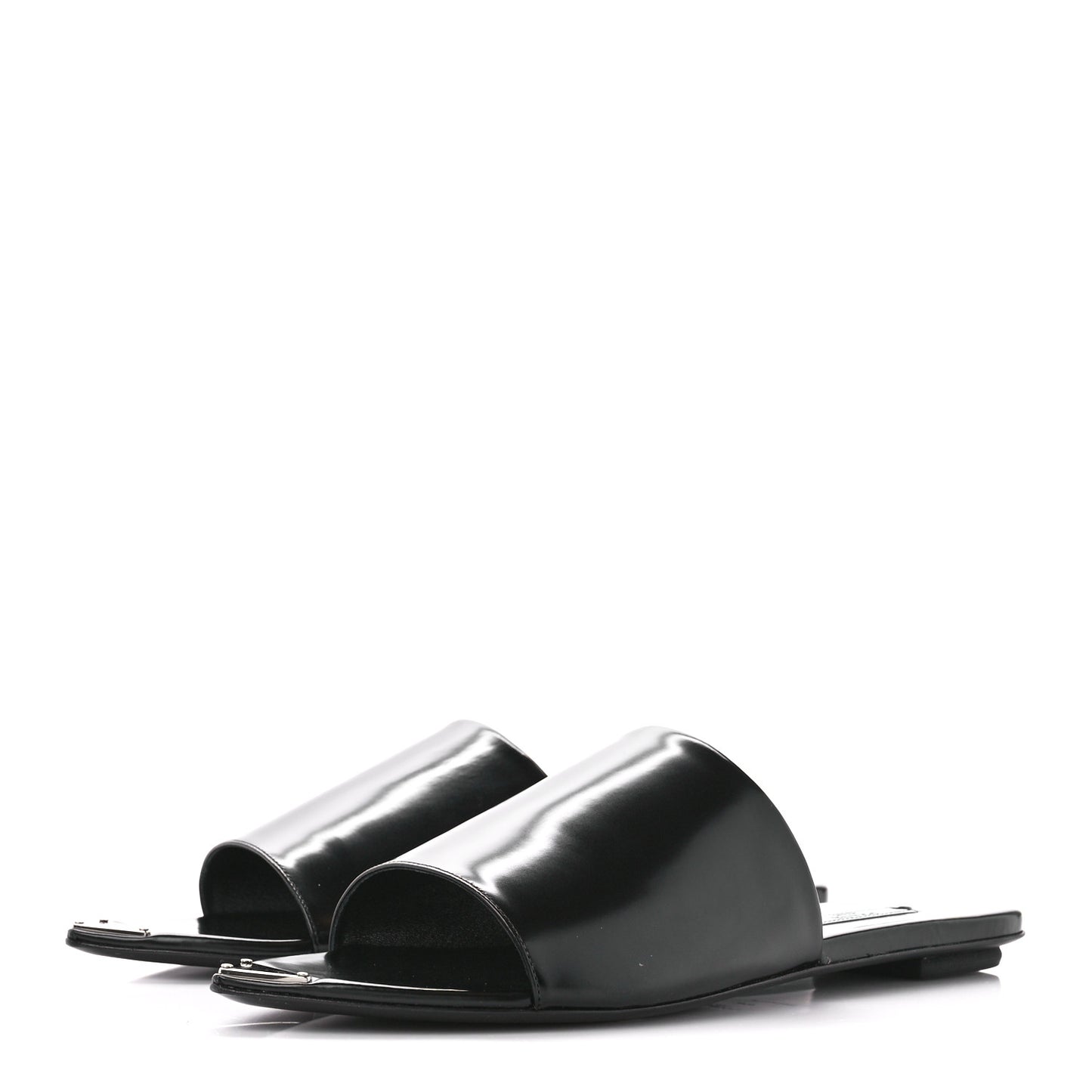 Spazzolato Metal Triangle Logo 5mm Slide Sandals 39 Black