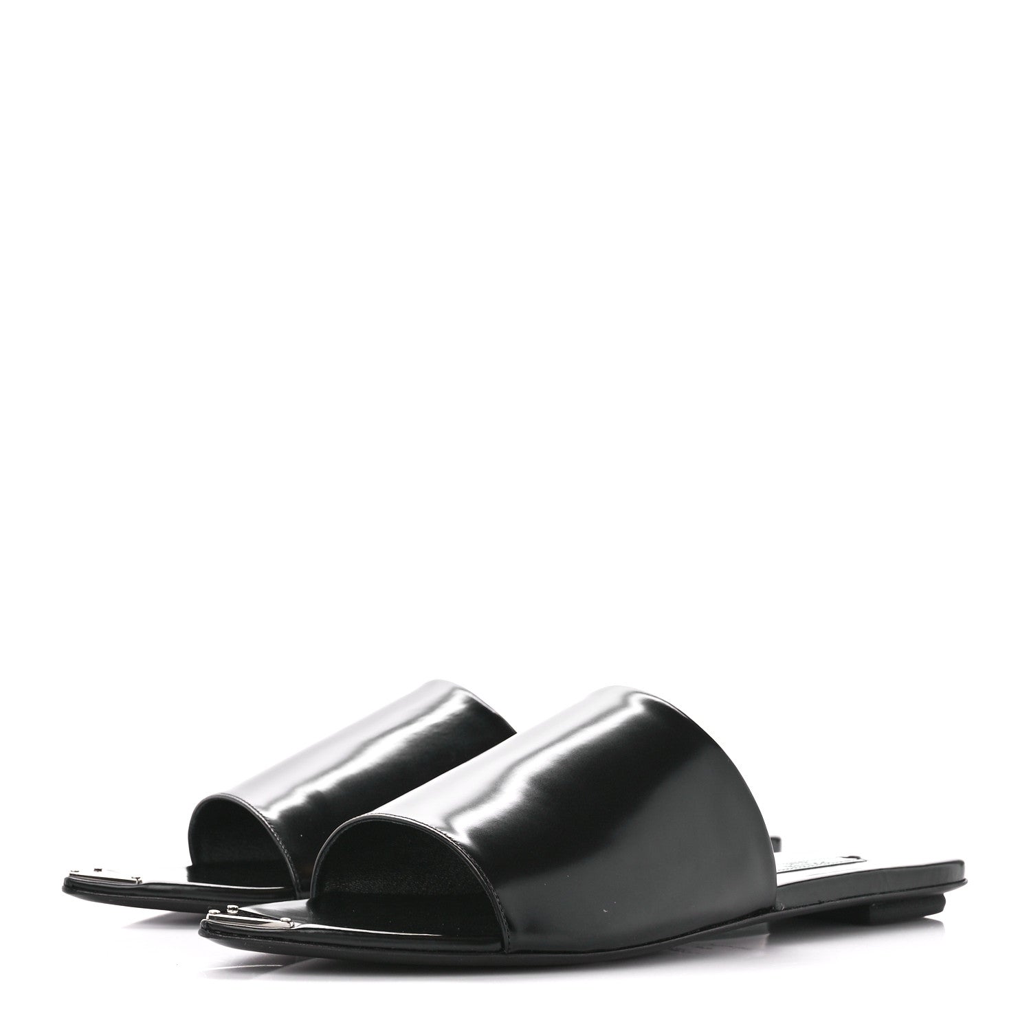 Prada Spazzolato Metal Triangle Logo 5mm Slide Sandals 39 Black 3 of 8