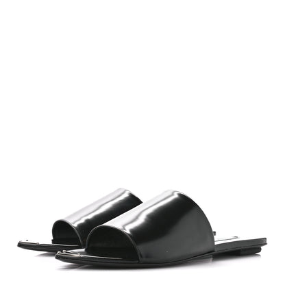 Prada Spazzolato Metal Triangle Logo 5mm Slide Sandals 39 Black 3 of 8