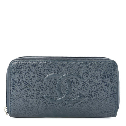 Chanel Caviar Large CC Timeless Zip Around Wallet Blue 1 of 8