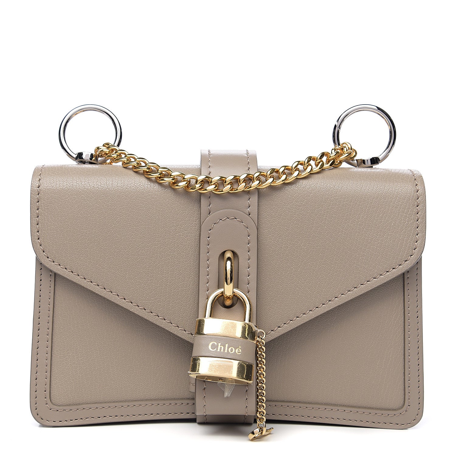 Chloe Shiny Goatskin Calfskin Aby Chain Shoulder Bag Motty Grey 1 of 8