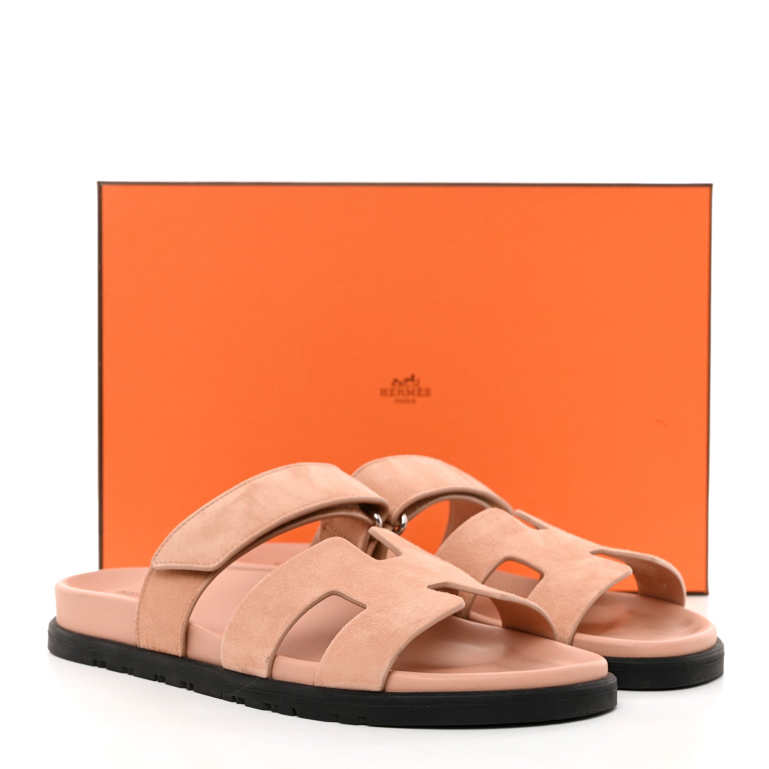 Hermes Suede Goatskin Womens Chypre Sandals 39.5 Nude 12 of 12