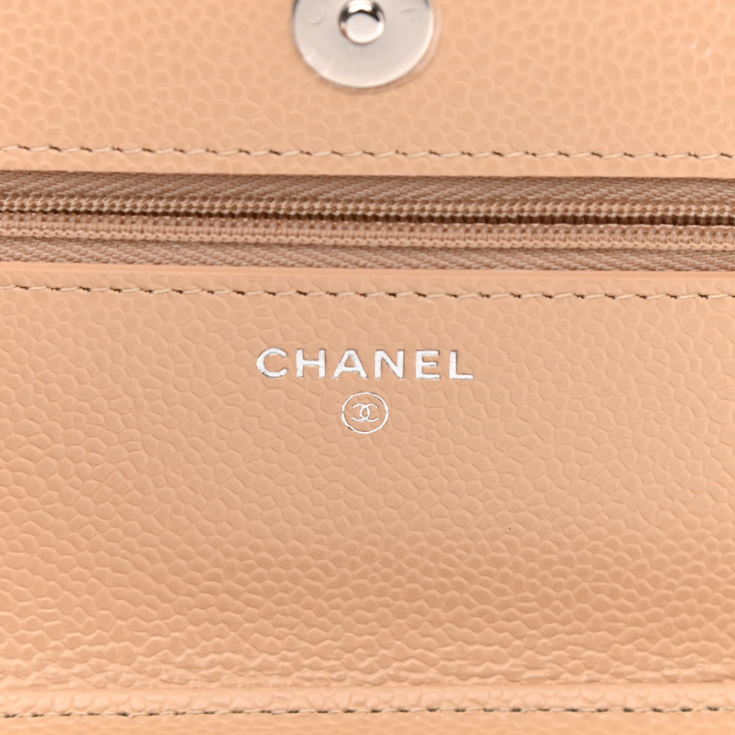 Caviar Quilted Wallet On Chain WOC Beige