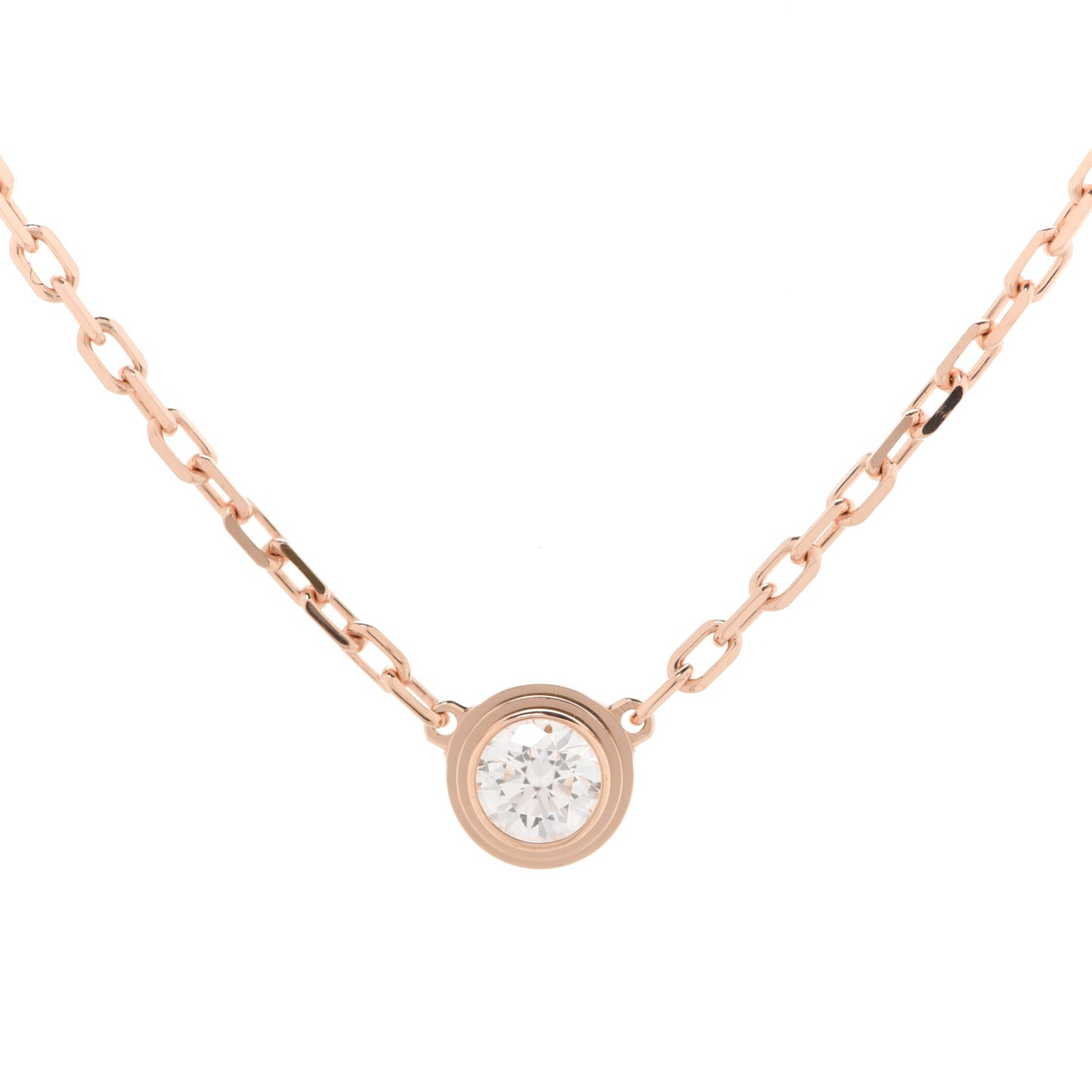 18K Pink Gold Diamond SM D'Amour Pendant Necklace
