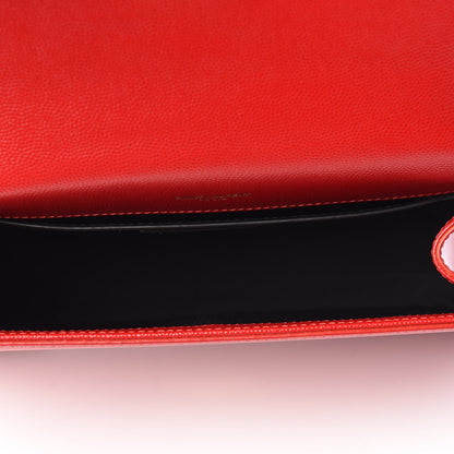 Saint Laurent Grain De Poudre Medium Monogram Kate Satchel Red 5 of 9