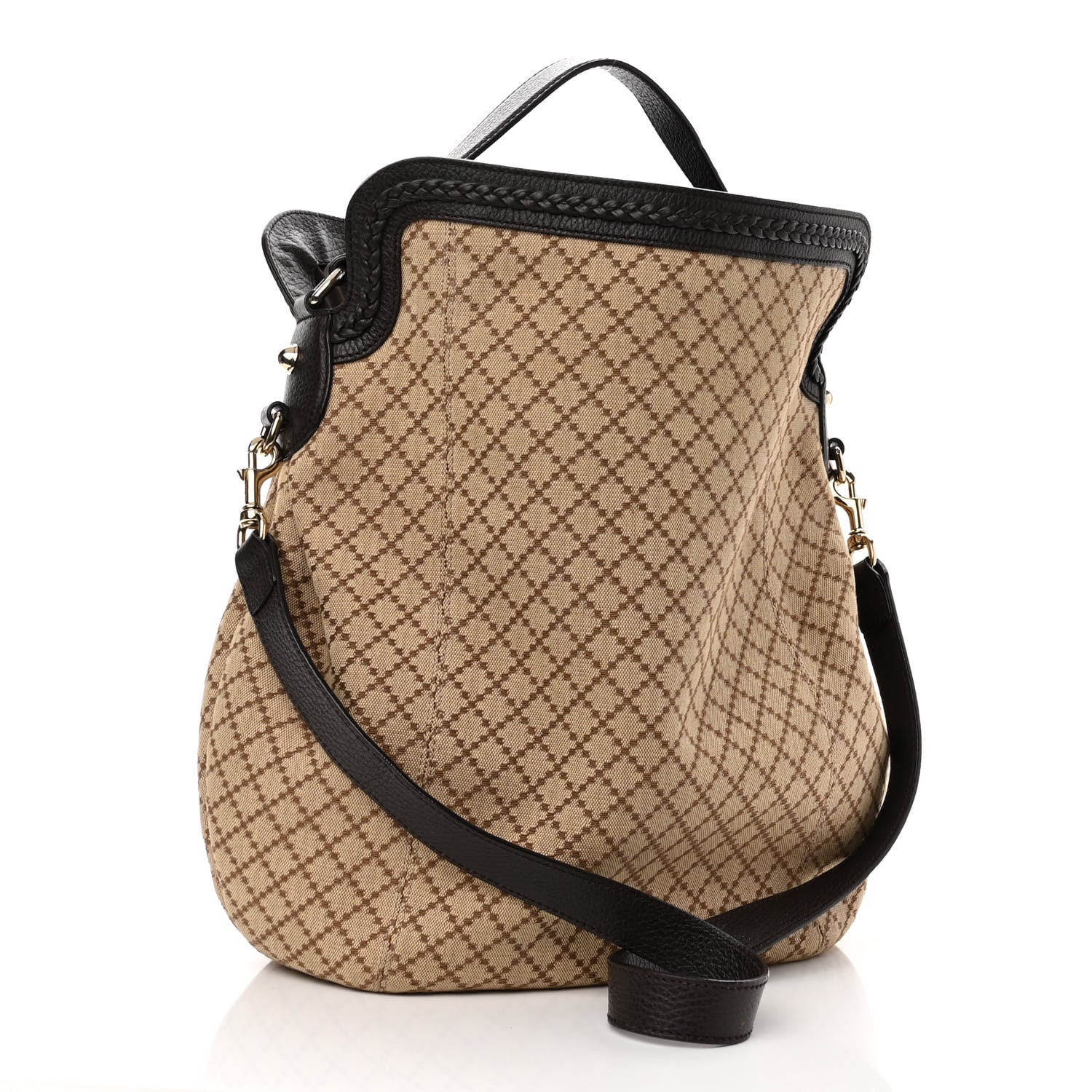 Gucci Canvas Diamante Hobo Dark Brown 3 of 10