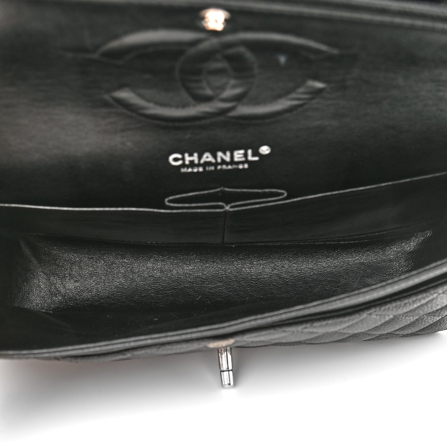 Caviar Quilted Medium Double Flap Black