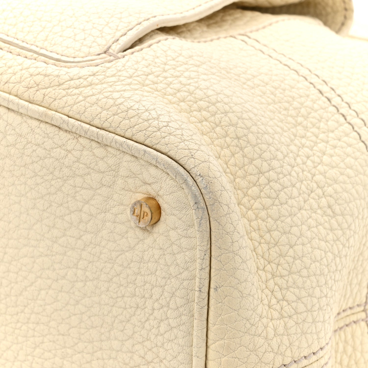 Loro Piana Grained Calfskin Globe Shoulder Bag Ivory 15 of 17