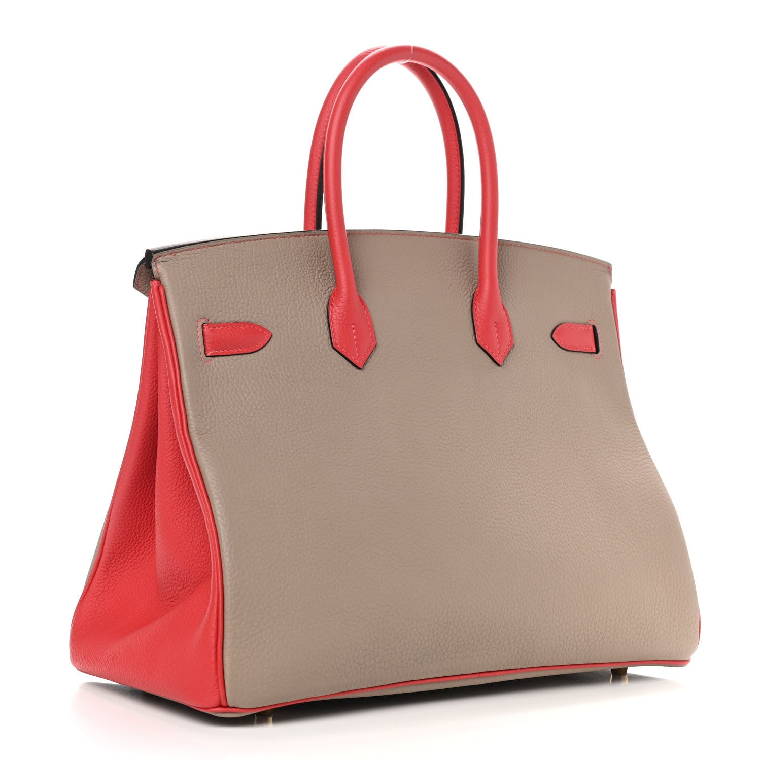 Hermes Togo Bi Color Horseshoe Birkin 35 Rouge Pivoine Gris Tourterelle 3 of 11