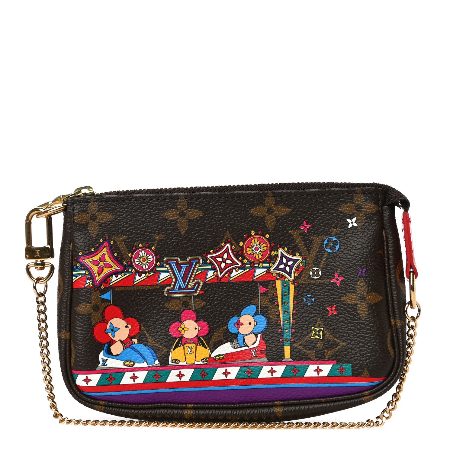 Louis Vuitton Monogram 2020 Christmas Animation Bumper Cars Mini Pochette Accessories Coquelicot 1 of 10