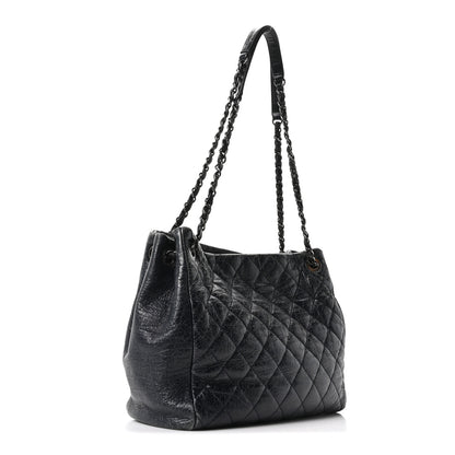Chanel Glazed Calfskin Quilted Tote Navy 4 of 11
