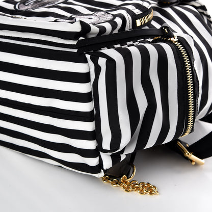 Burberry Nylon Striped Medium Rucksack Backpack Black White 6 of 8