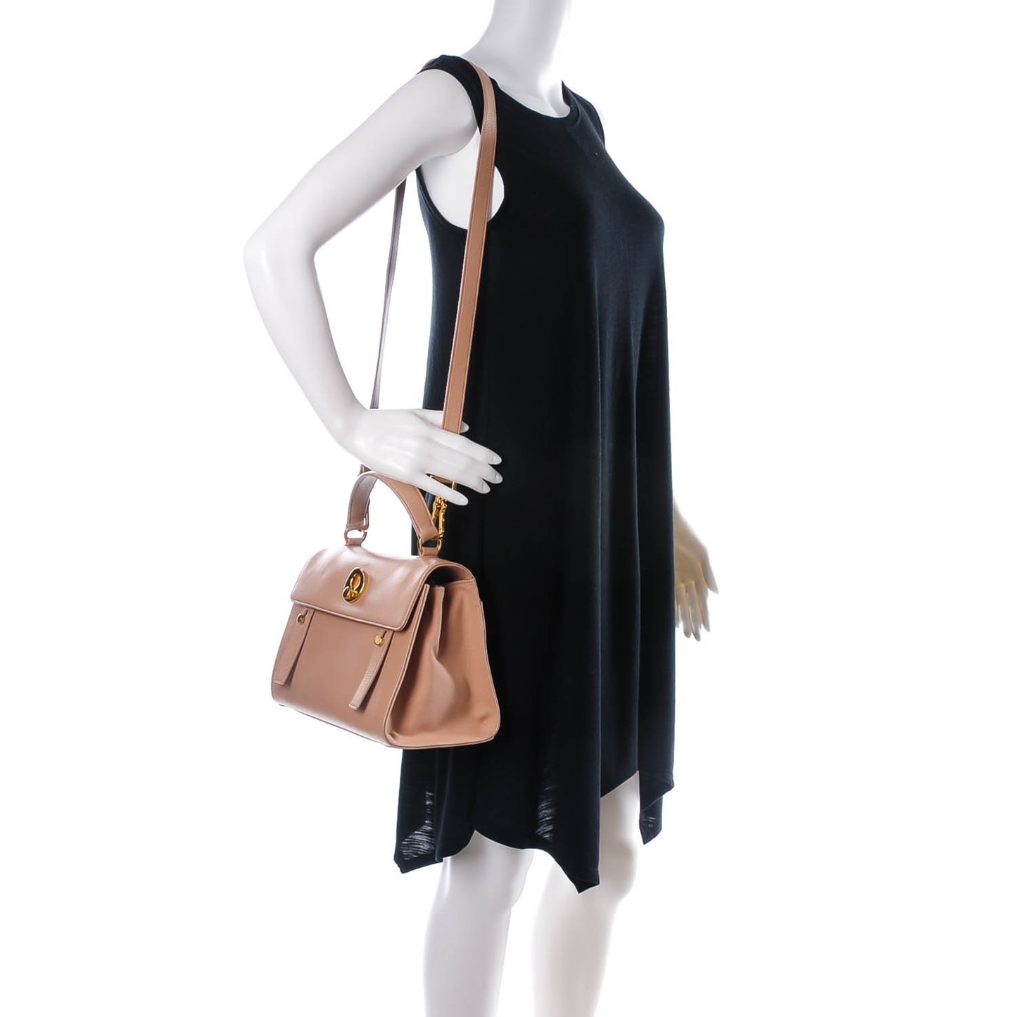Calfskin Canvas Small Muse Two Beige