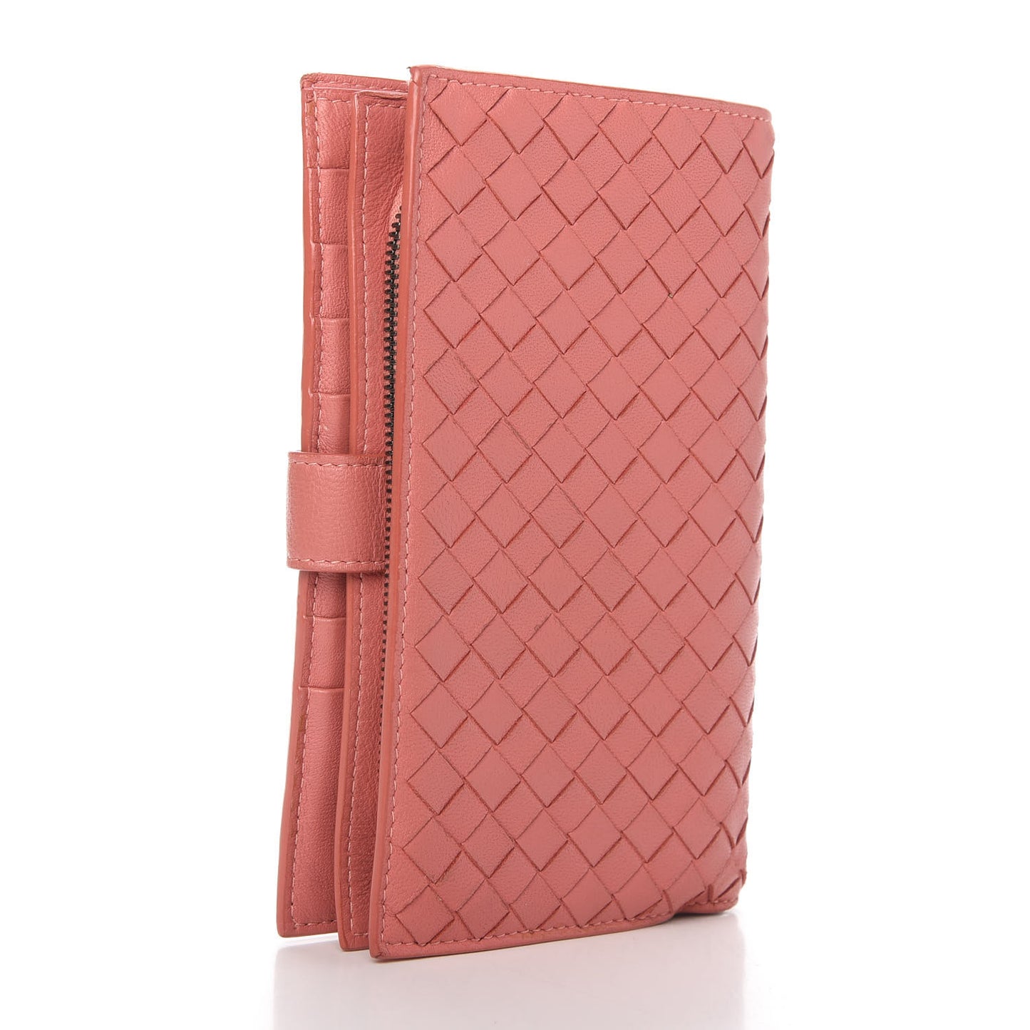 Nappa Intrecciato Continental Snap Wallet Corallo