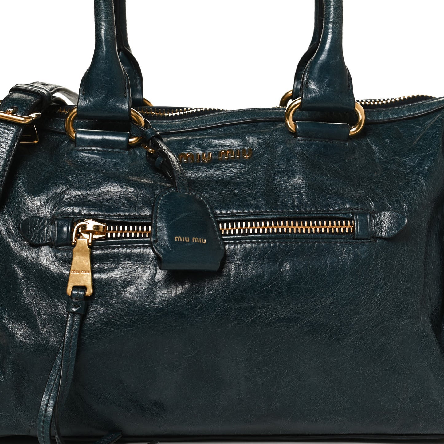 Vitello Shine Zip Tote Denim