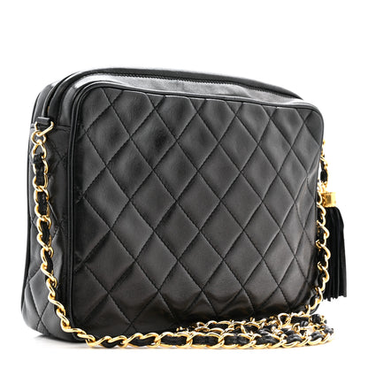 Chanel Lambskin Quilted CC Tassel Camera Case Black 3 of 13