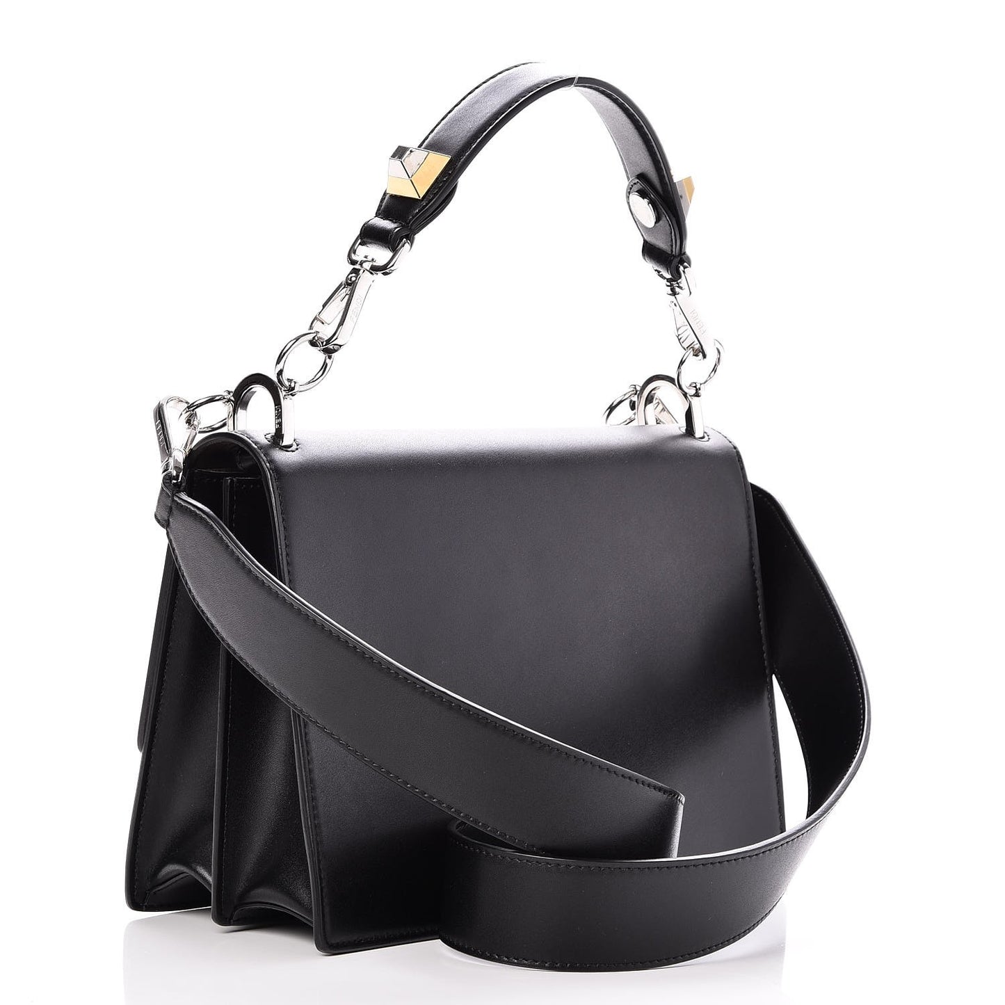 Vitello Liberty Lucido Metal Monster Eyes Studded Kan I Shoulder Bag Black