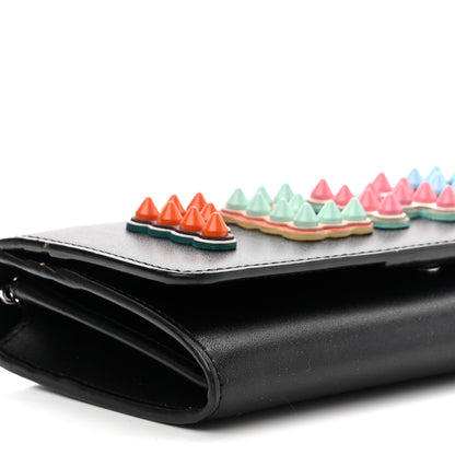 Fendi Vitello Liberty Fun Fair Studded Continental Wallet On Chain Black Multicolor 10 of 11