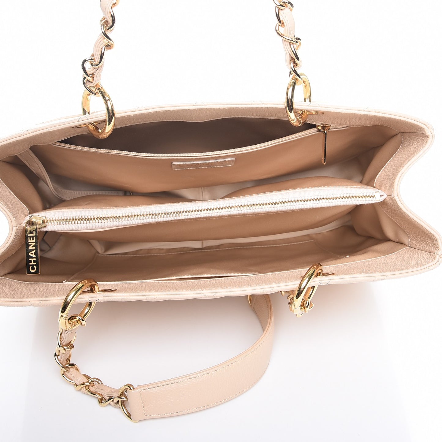 Caviar Quilted Grand Shopping Tote GST Beige Clair