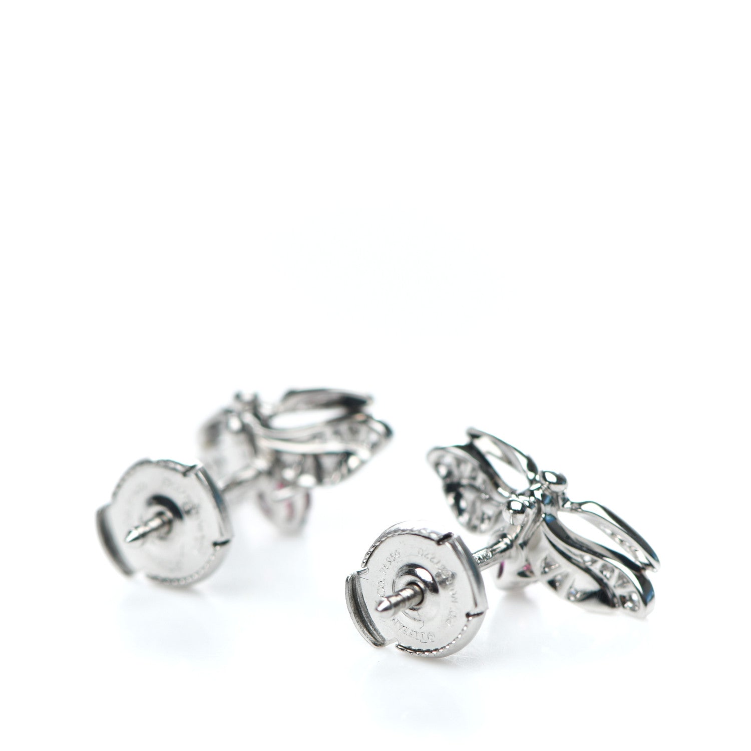 Tiffany Platinum Diamond Rubellite Paper Flowers Firefly Earrings 3 of 5