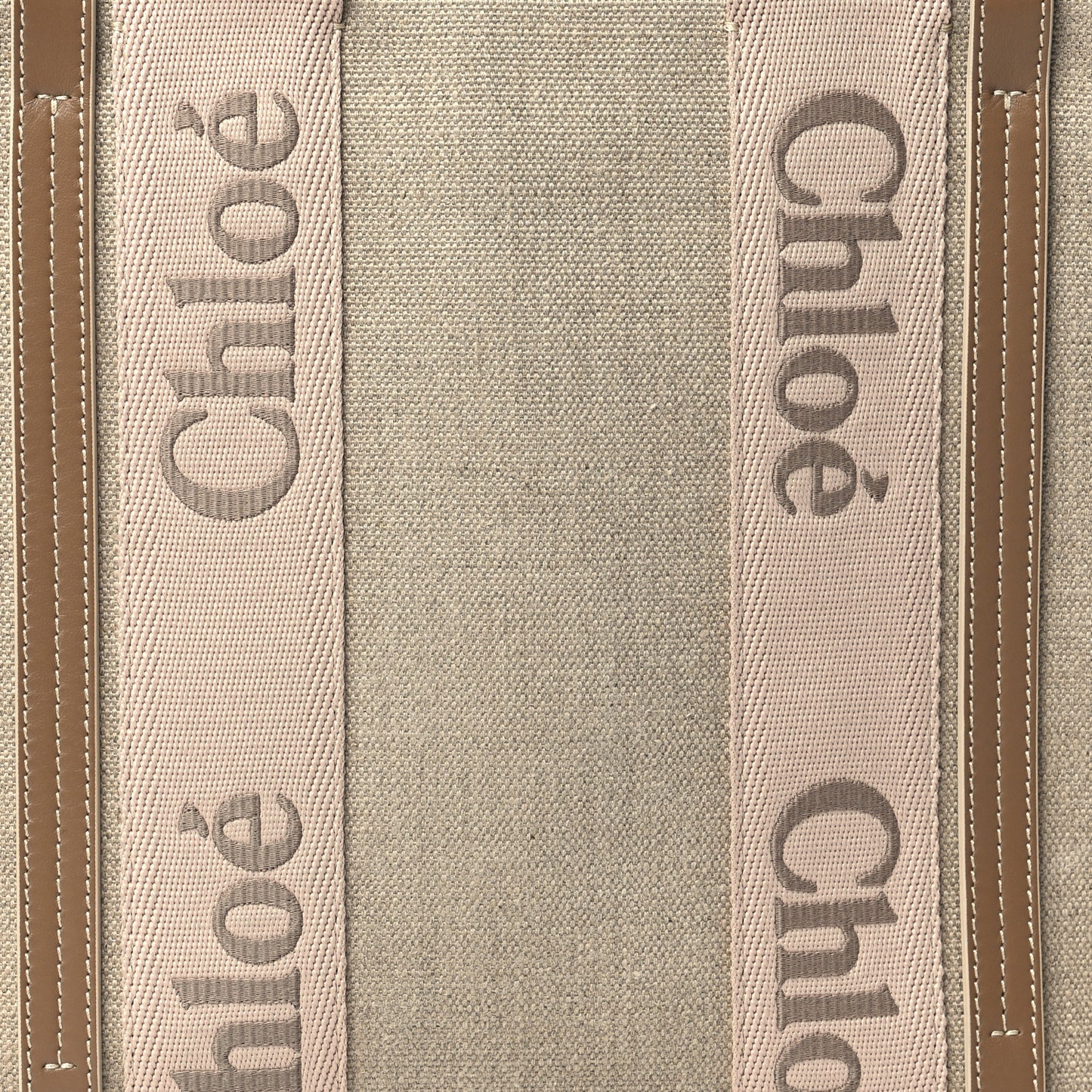 Linen Calfskin Medium Woody Ribbon Tote Blushy Beige