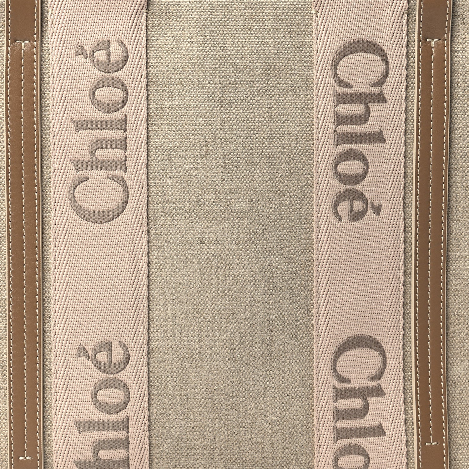 Chloe Linen Calfskin Medium Woody Ribbon Tote Blushy Beige 7 of 9