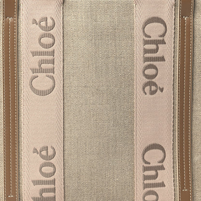 Chloe Linen Calfskin Medium Woody Ribbon Tote Blushy Beige 7 of 9