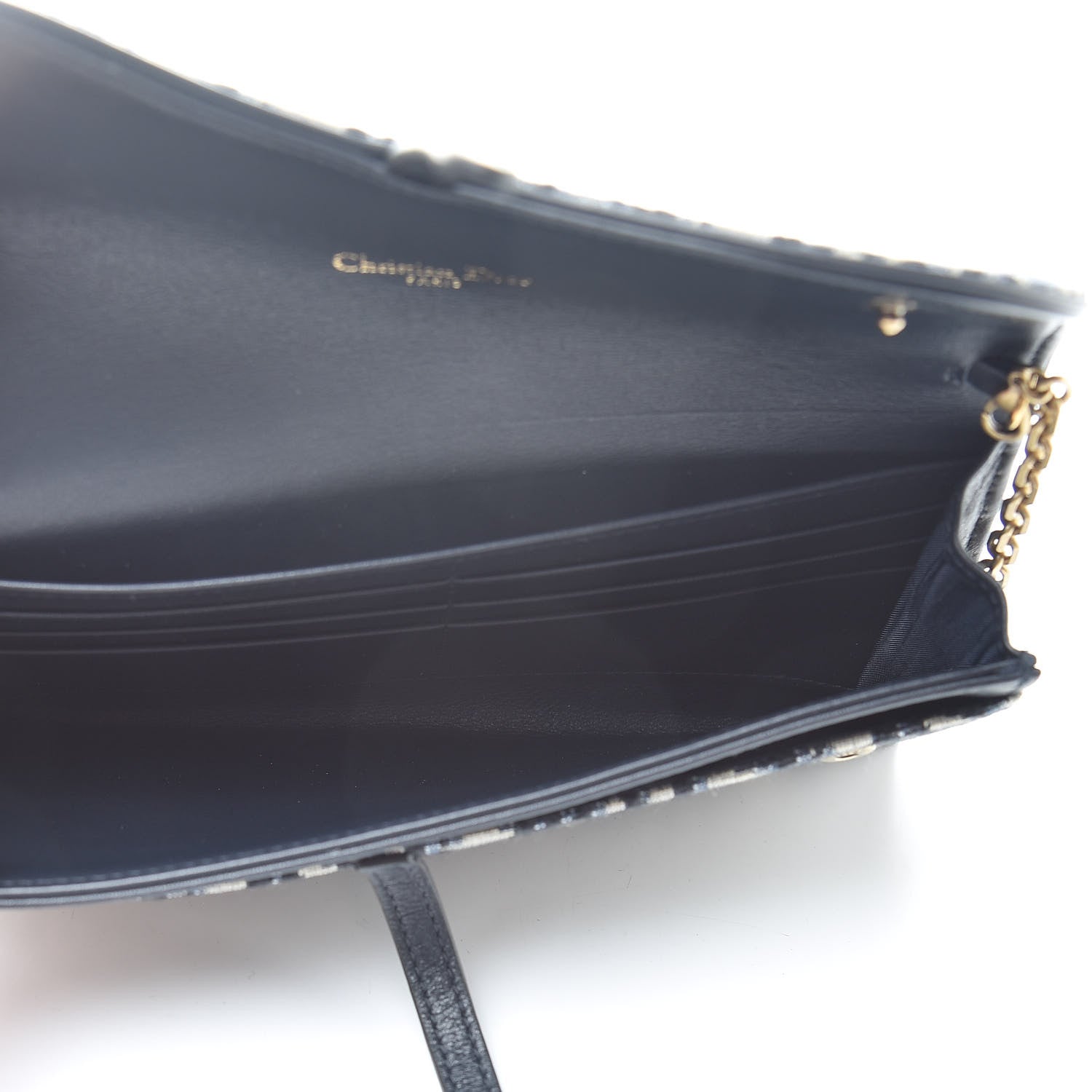 Christian Dior Oblique Saddle Chain Long Wallet Blue 5 of 12