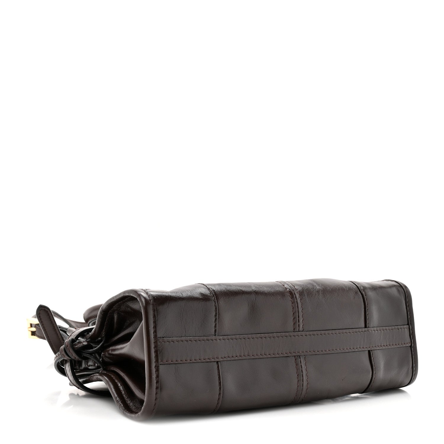 Prada Glossy Calfskin Triangle Mini Bonnie Shoulder Bag Moro 4 of 10