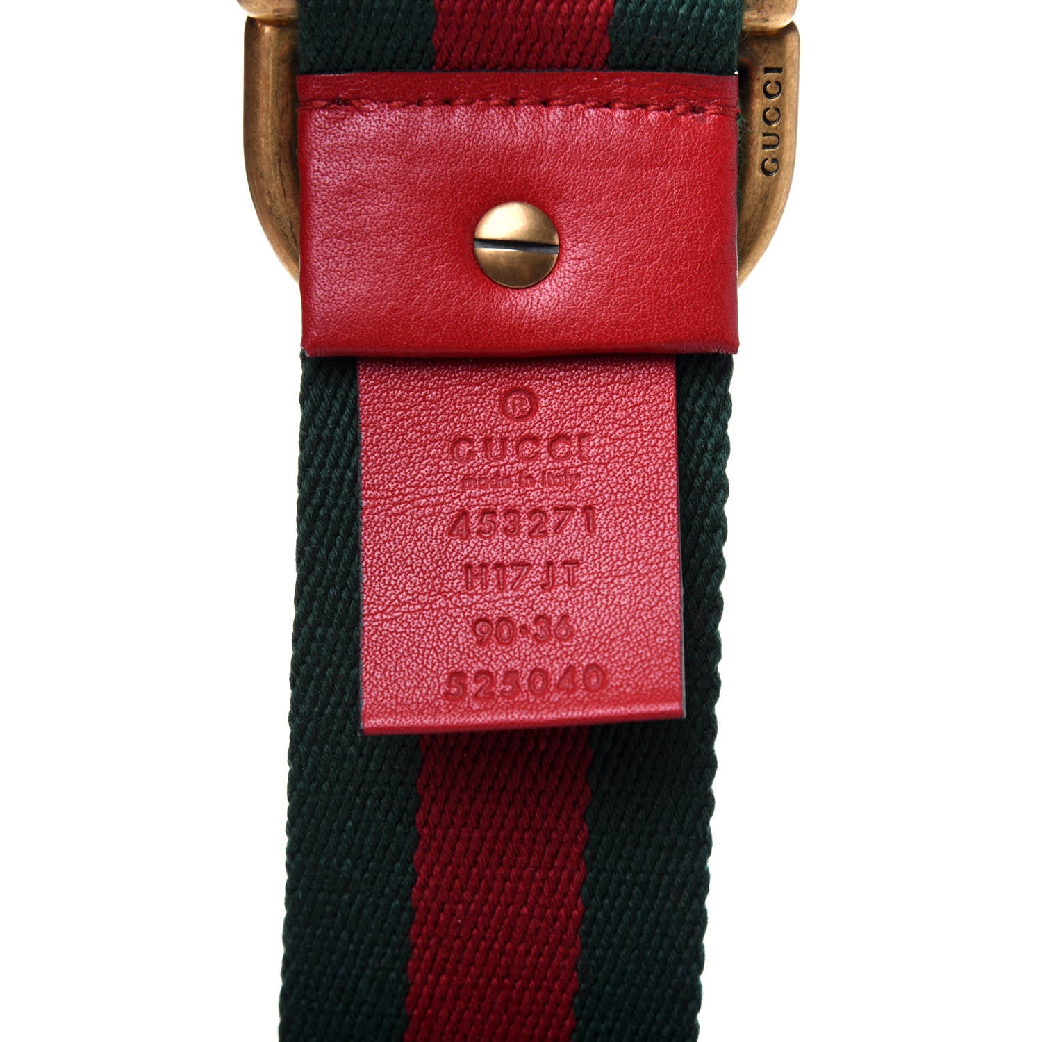 Gucci Web Feline D Ring Belt 90 36 Red Green 3 of 6