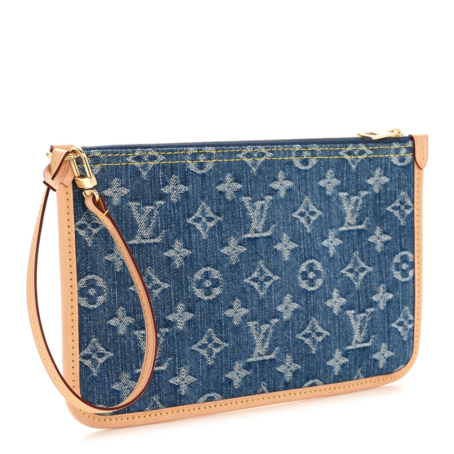 Louis Vuitton Denim Monogram Carryall MM Pochette Blue 3 of 7