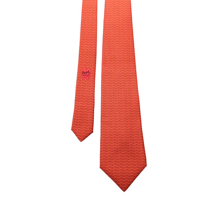 Hermes Printed Silk Mens Neck Tie Orange 1 of 5