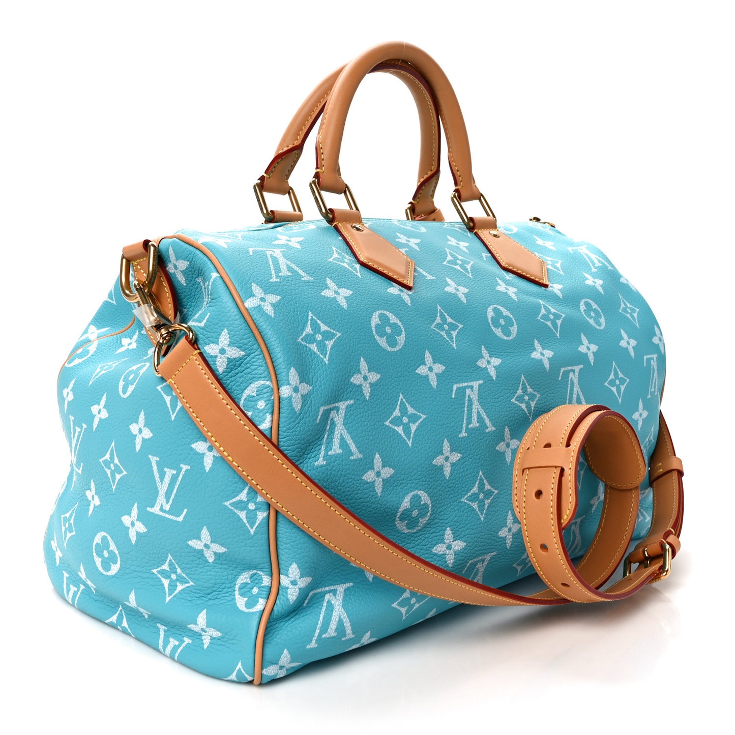 Calfskin Monogram Speedy P9 Bandouliere 40 Turquoise