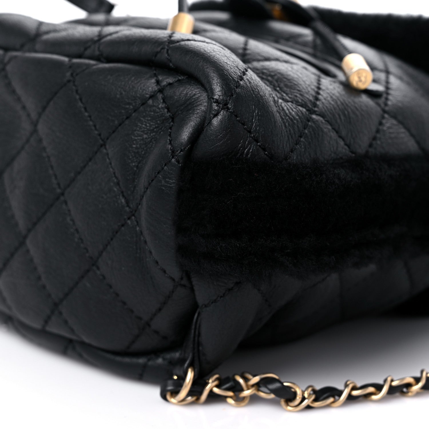 Chanel Lambskin Shearling Quilted CC Backpack Black 9 of 10