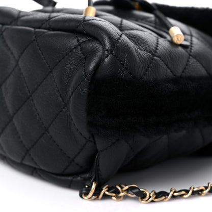 Chanel Lambskin Shearling Quilted CC Backpack Black 9 of 10