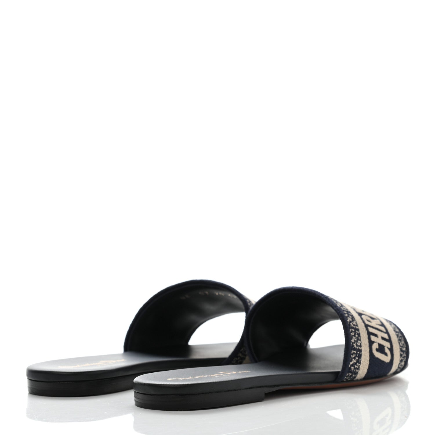 Christian Dior Canvas Embroidered Dway Mules Slide Sandals 37 Deep Blue 4 of 8