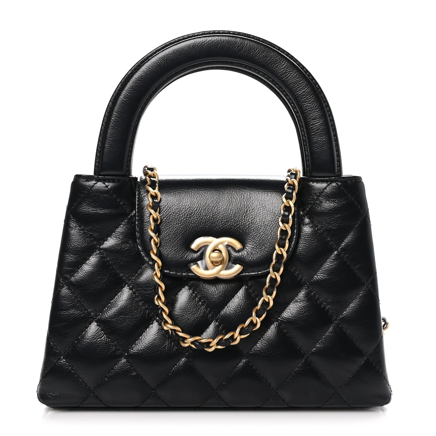 Chanel Shiny Aged Calfskin Quilted Nano Kelly Shopper Black 1 of 10