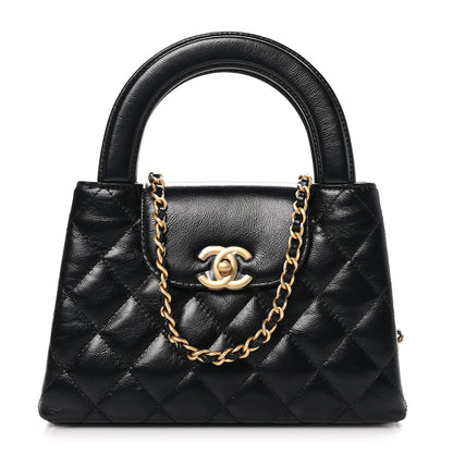 Chanel Shiny Aged Calfskin Quilted Nano Kelly Shopper Black 1 of 10