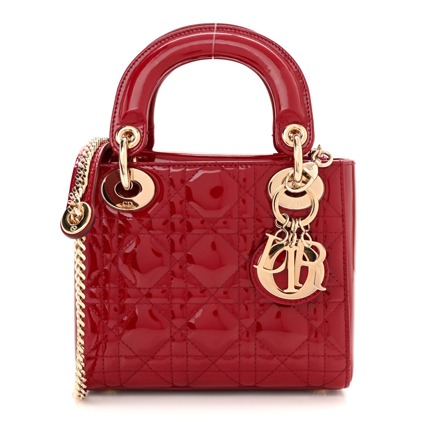 Patent Cannage Mini Lady Dior Red