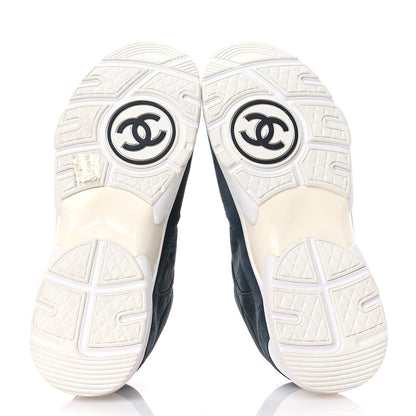 Chanel Fabric Calfskin Suede CC Womens Sneakers 40 Blue 6 of 8