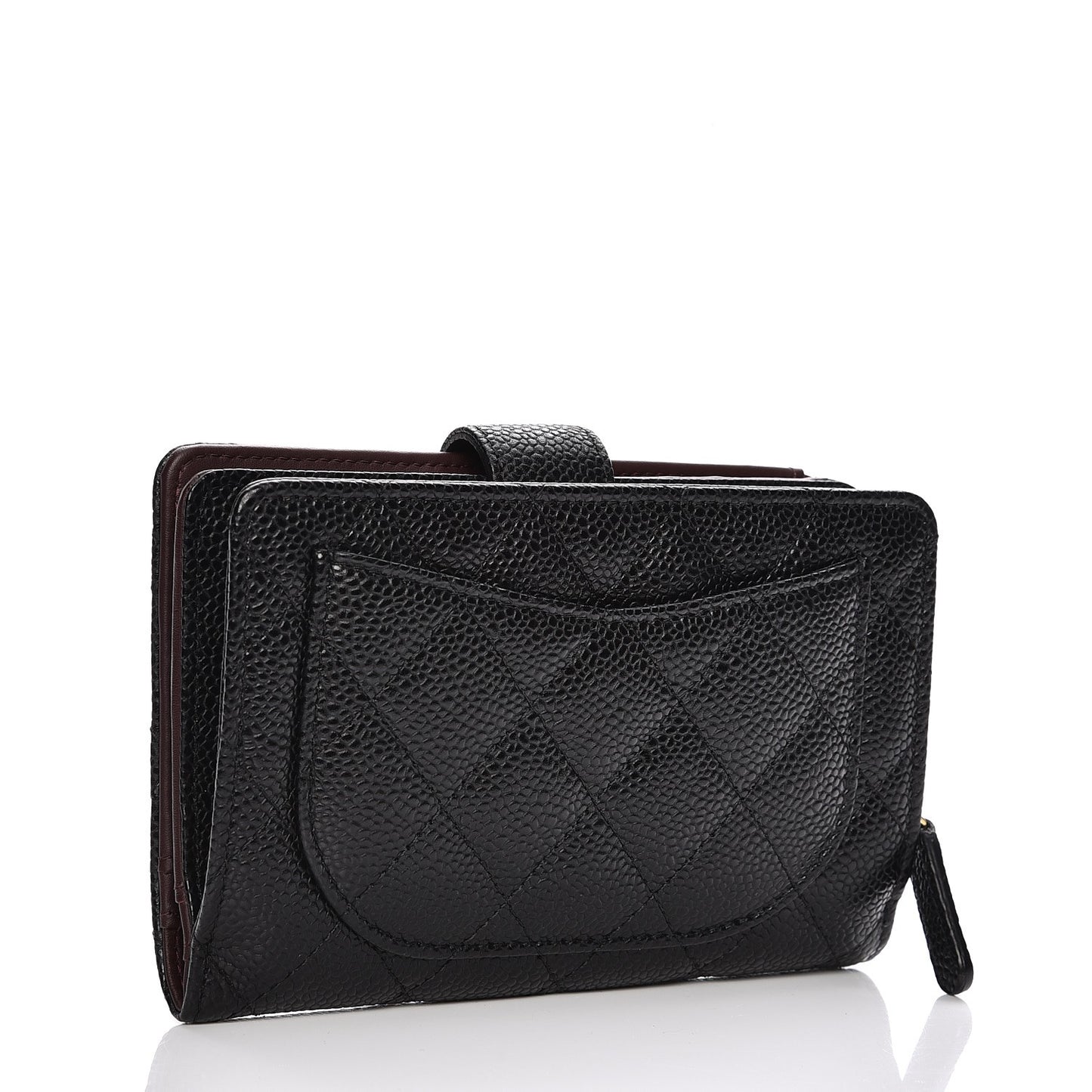 Caviar Quilted Zipped Pocket Wallet Black
