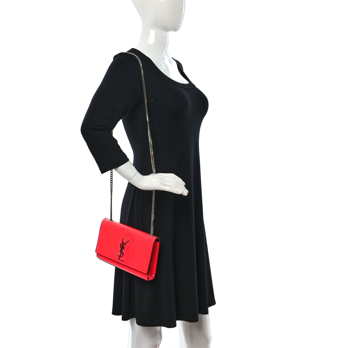 Patent Grain de Poudre Small Monogram Kate Satchel Neon Pink