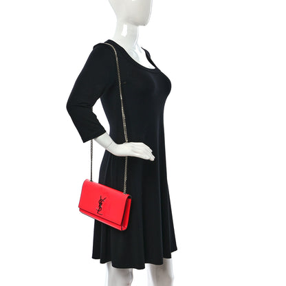 Saint Laurent Patent Grain de Poudre Small Monogram Kate Satchel Neon Pink 2 of 12