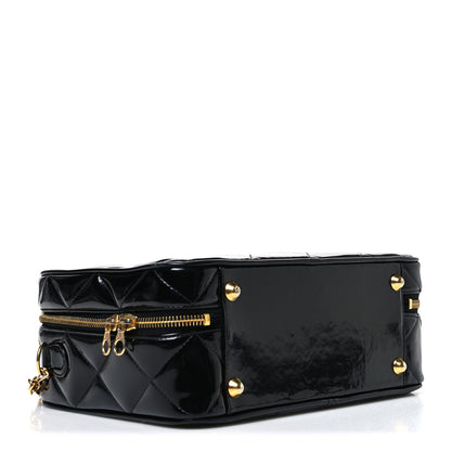 Chanel Patent Quilted Top Handle Lunch Box Carryall Shoulder Bag Black 4 of 11